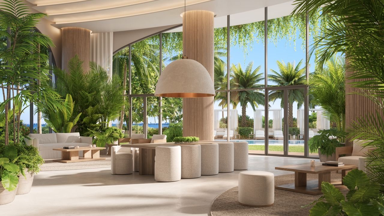 Poolside lounge and bar at EDITION Residences Miami Edgewater (artist's rendering)