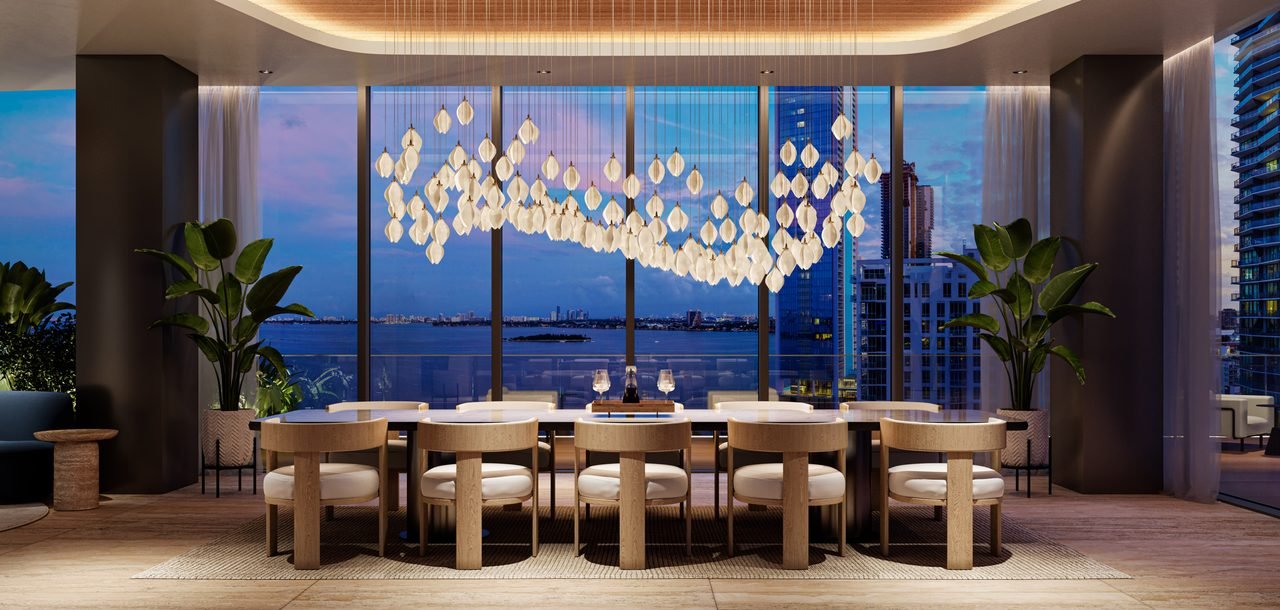 The Cove Residences — private dining room with chef's kitchen (artist's rendering)