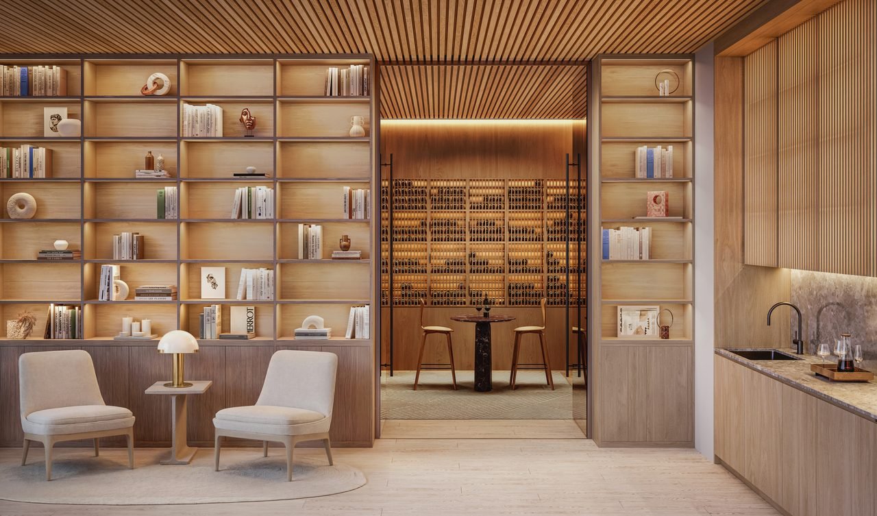The Cove Residences — wine and library lounge (artist's rendering)