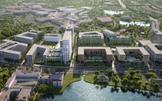 Modern urban development near water