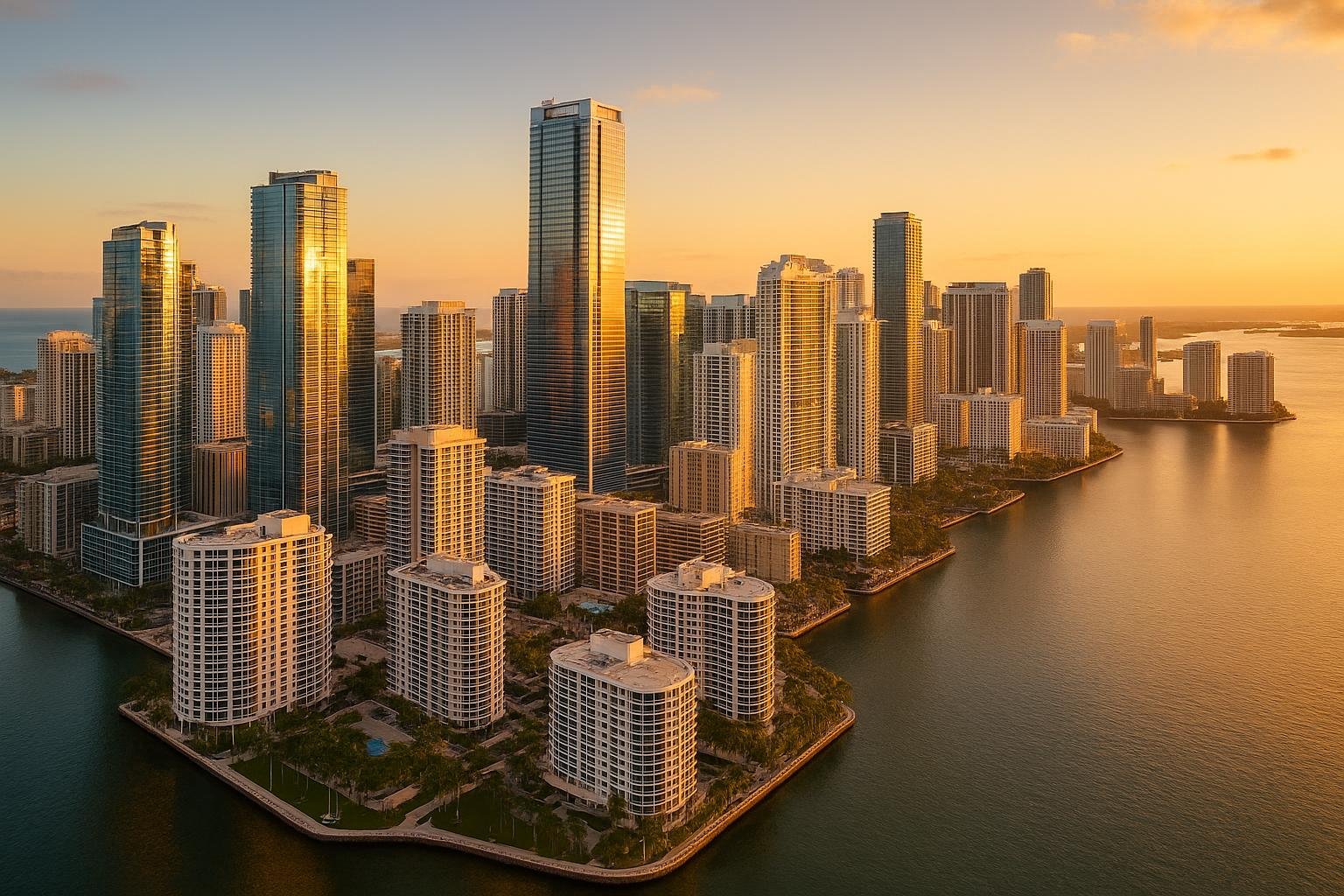 Vista aérea de Brickell Miami - melhor região para comprar imóvel em Miami sendo brasileiro
