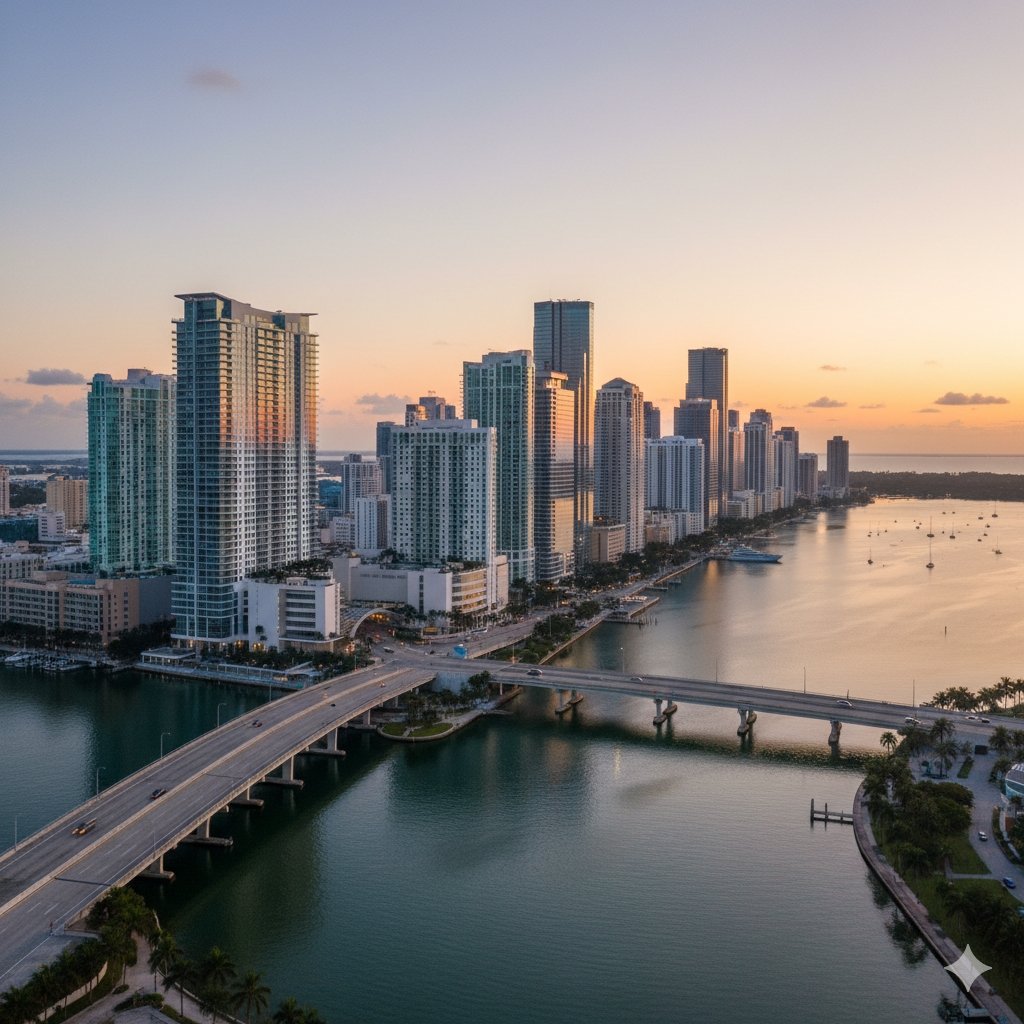 Brickell Miami skyline and waterfront condos