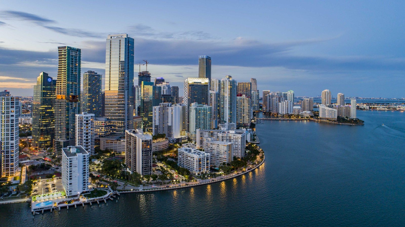 Modern Miami Brickell apartment buildings with skyline views