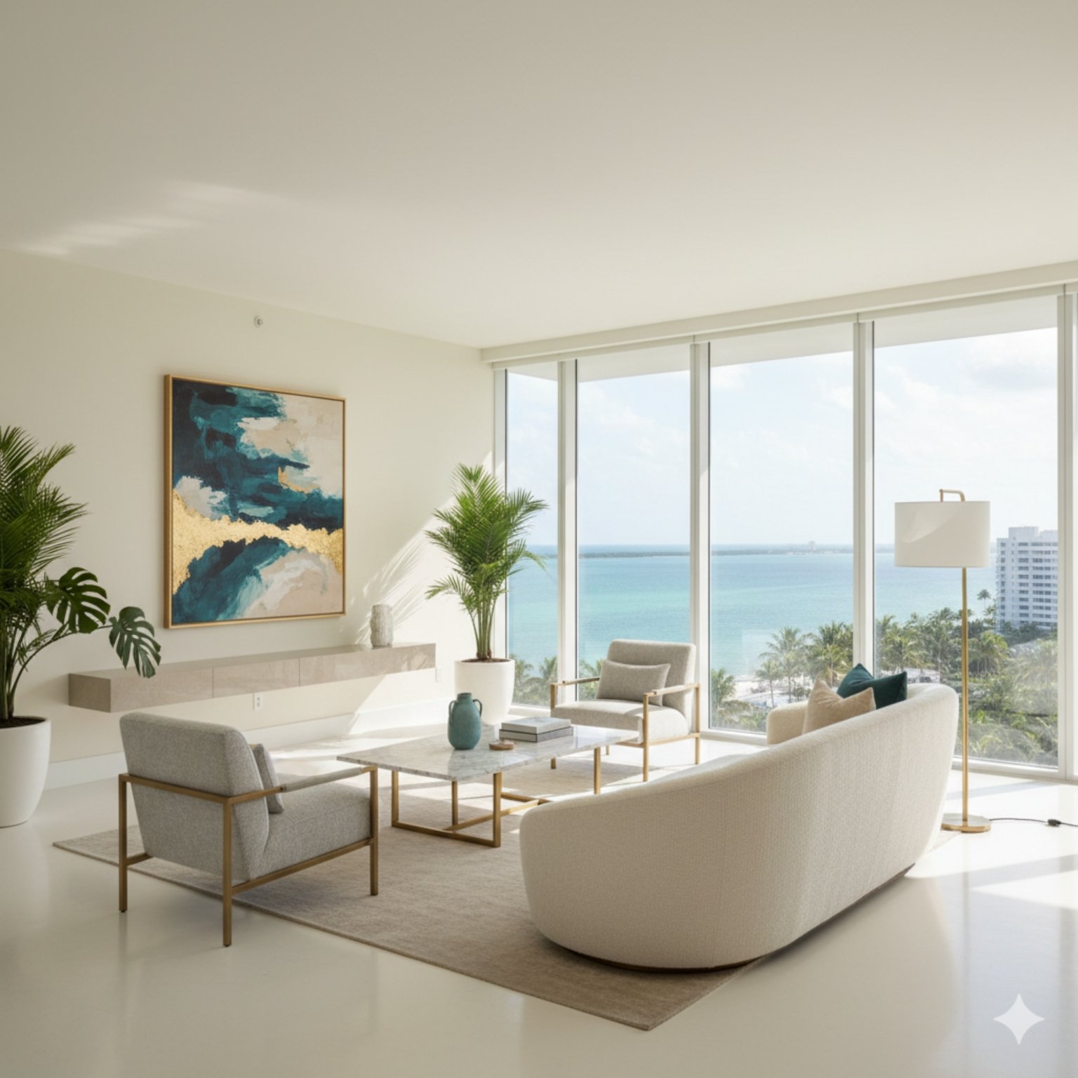 Elegant Miami luxury apartment interior with modern furnishings