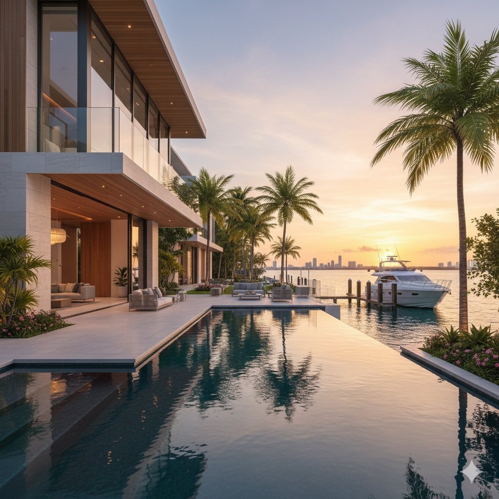 Beautiful Miami waterfront rental property with pool