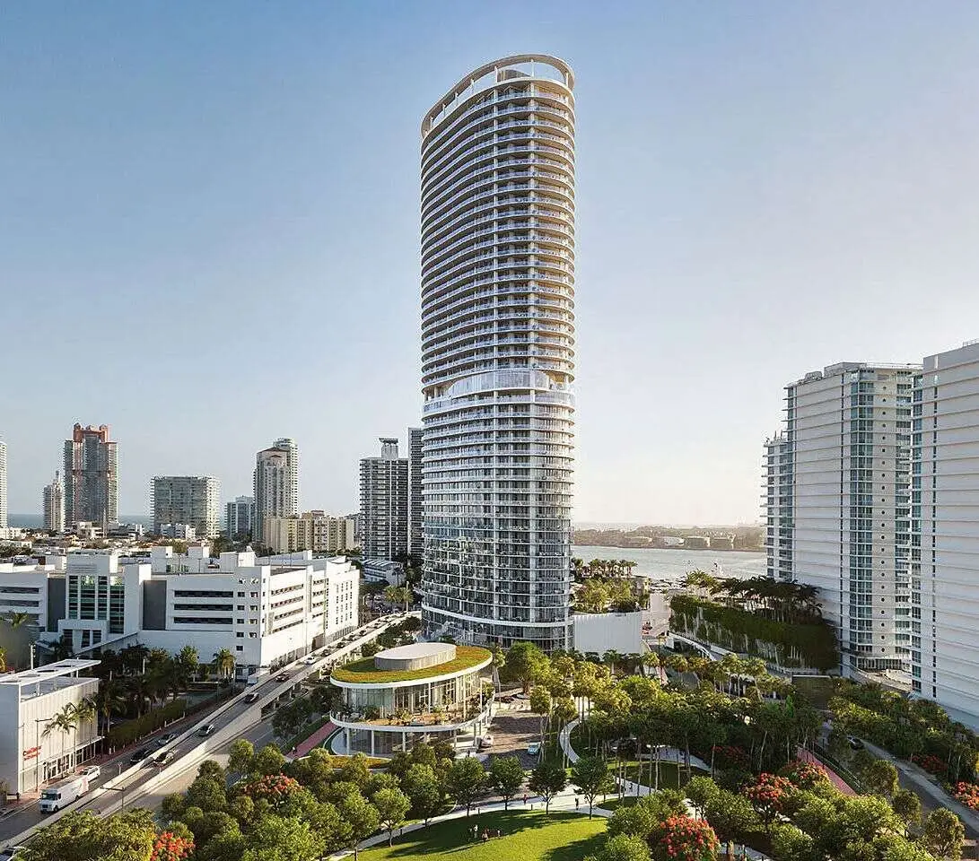 Five Park Miami Beach condo tower exterior with Canopy Park