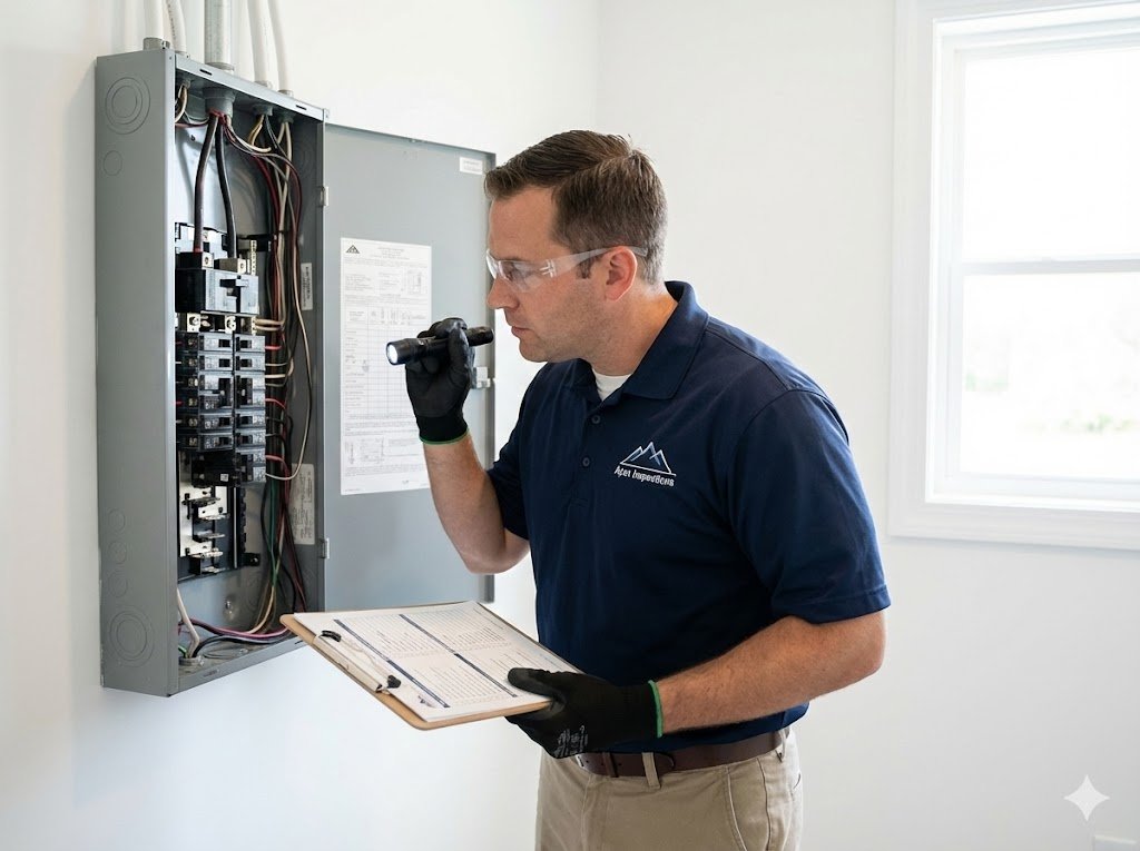 Professional home inspector examining property details during first-time home buyer inspection process
