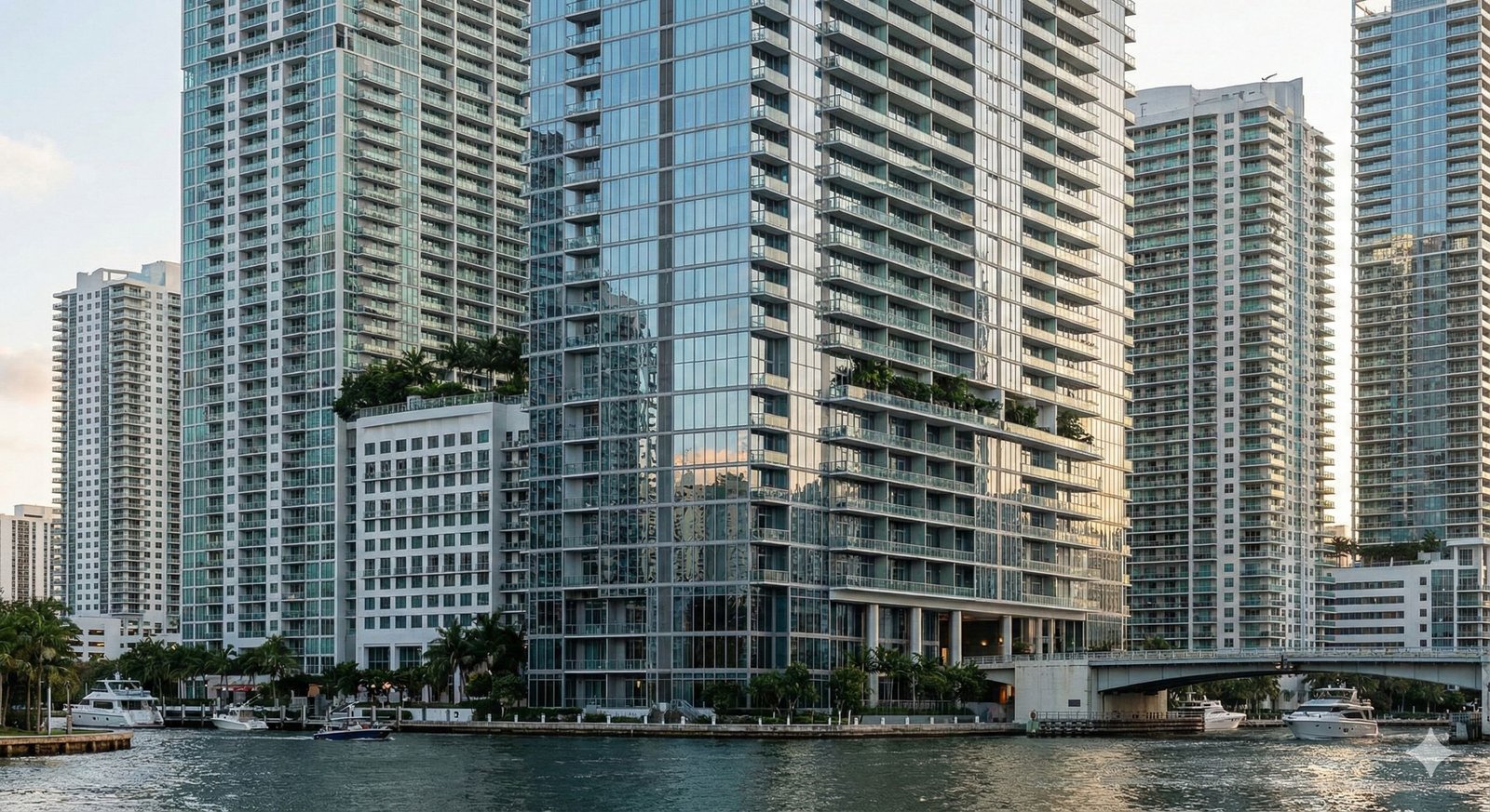 Miami skyline with luxury waterfront condos