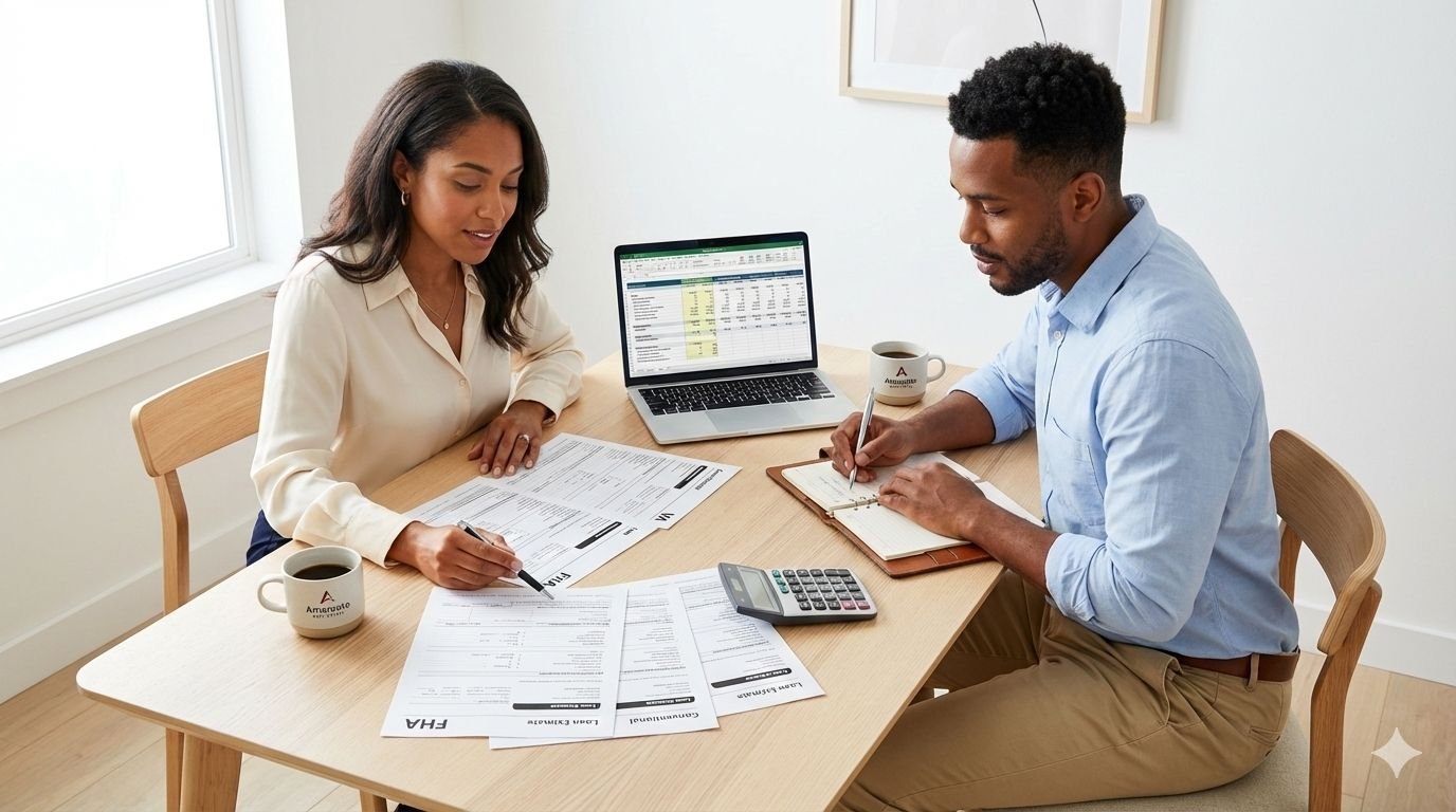 Mortgage loan comparison showing different types of mortgage loans and interest rate options for homebuyers